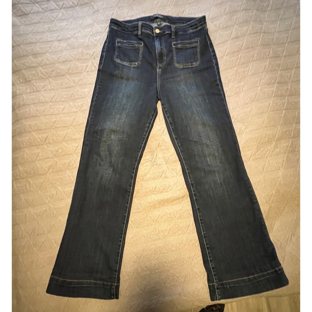 Liverpool Lucy Bootcut Jeans Women 12/31 Dark Wash Stretch Patch Pocket Denim
